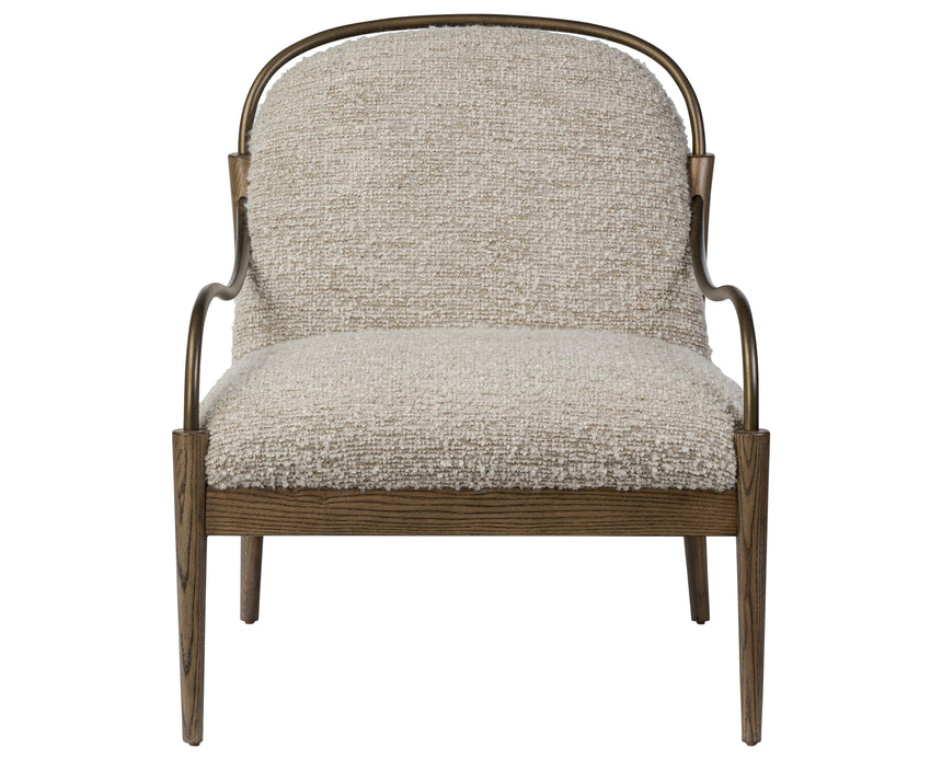Ivan Stone Fabric and Amber Ash with Brushed Brass Iron | Demi Chair | Valley Ridge Furniture