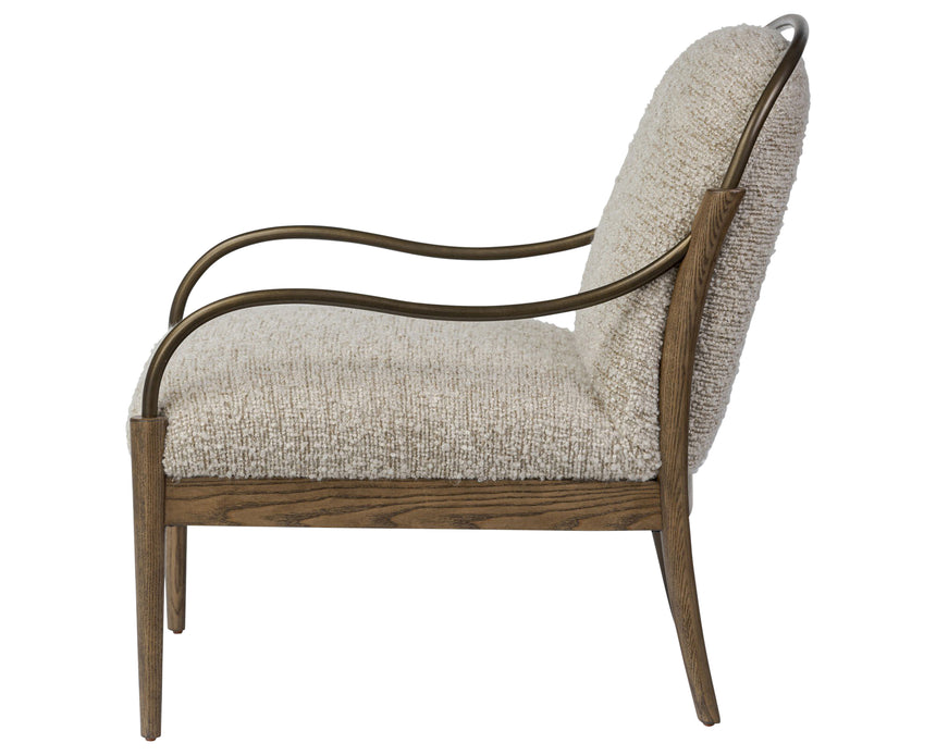 Ivan Stone Fabric and Amber Ash with Brushed Brass Iron | Demi Chair | Valley Ridge Furniture