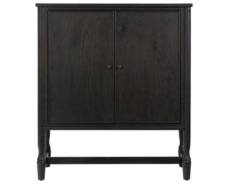 Cracked Smoked Black Veneer with Smoked Black Oak | Bari Bar Cabinet | Valley Ridge Furniture