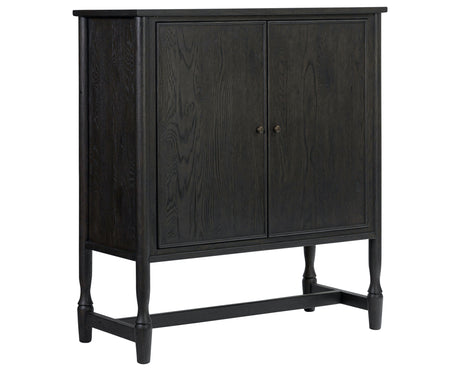 Cracked Smoked Black Veneer with Smoked Black Oak | Bari Bar Cabinet | Valley Ridge Furniture