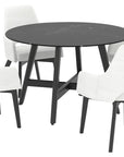 Peppercorn Washed Birch with Matte Finish and B2 Onyx Porcelain with AK Fabric | Canadel Downtown 4848 Dining Set - Floor Model | Valley Ridge Furniture