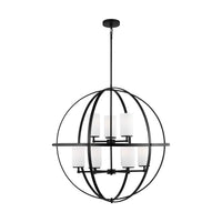 Alturas Nine Light Chandelier — Etched / White Inside