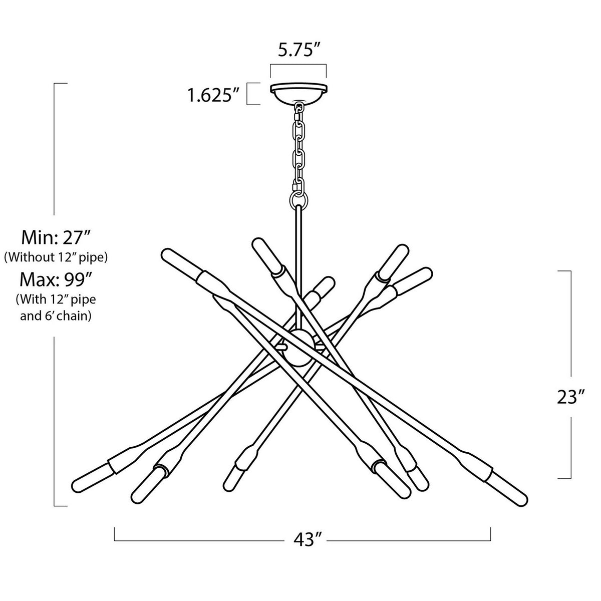 Cobra 12 Light Chandelier — 27.00"