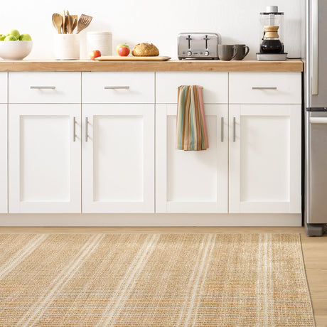 Dash & Albert Arbor Machine Washable Rug in Natural, kitchen setting
