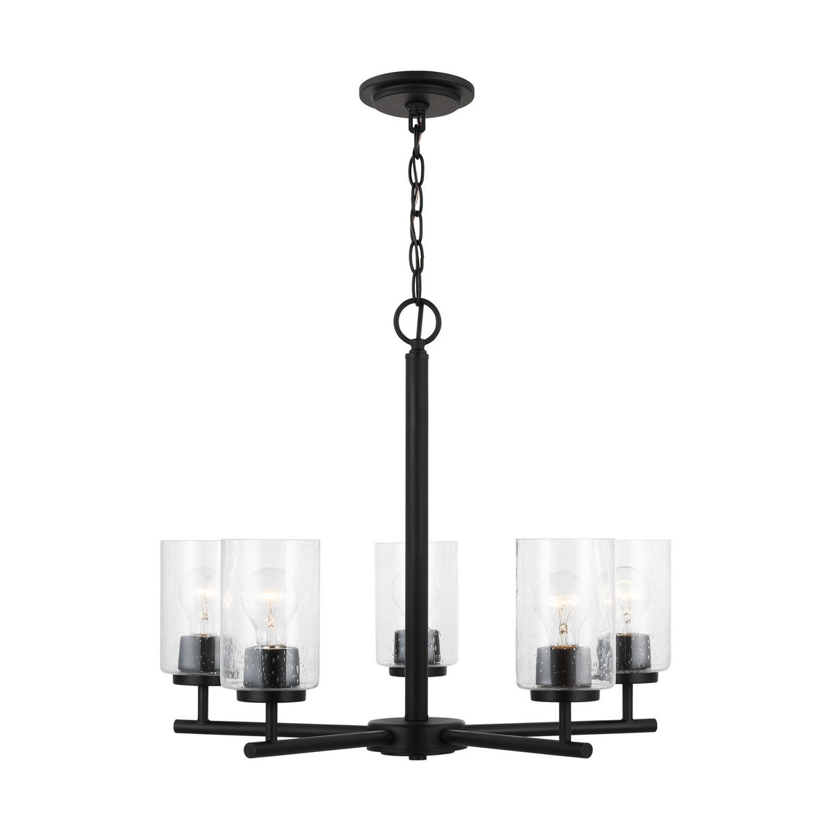 Oslo Five Light Chandelier — Clear Seeded