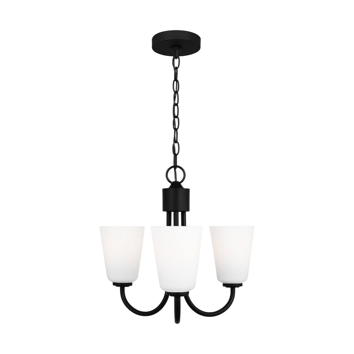Miles Three Light Chandelier — Etched white