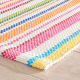 Dash & Albert Summer Stripe Handwoven Indoor/Outdoor Rug in Multi, corner detail