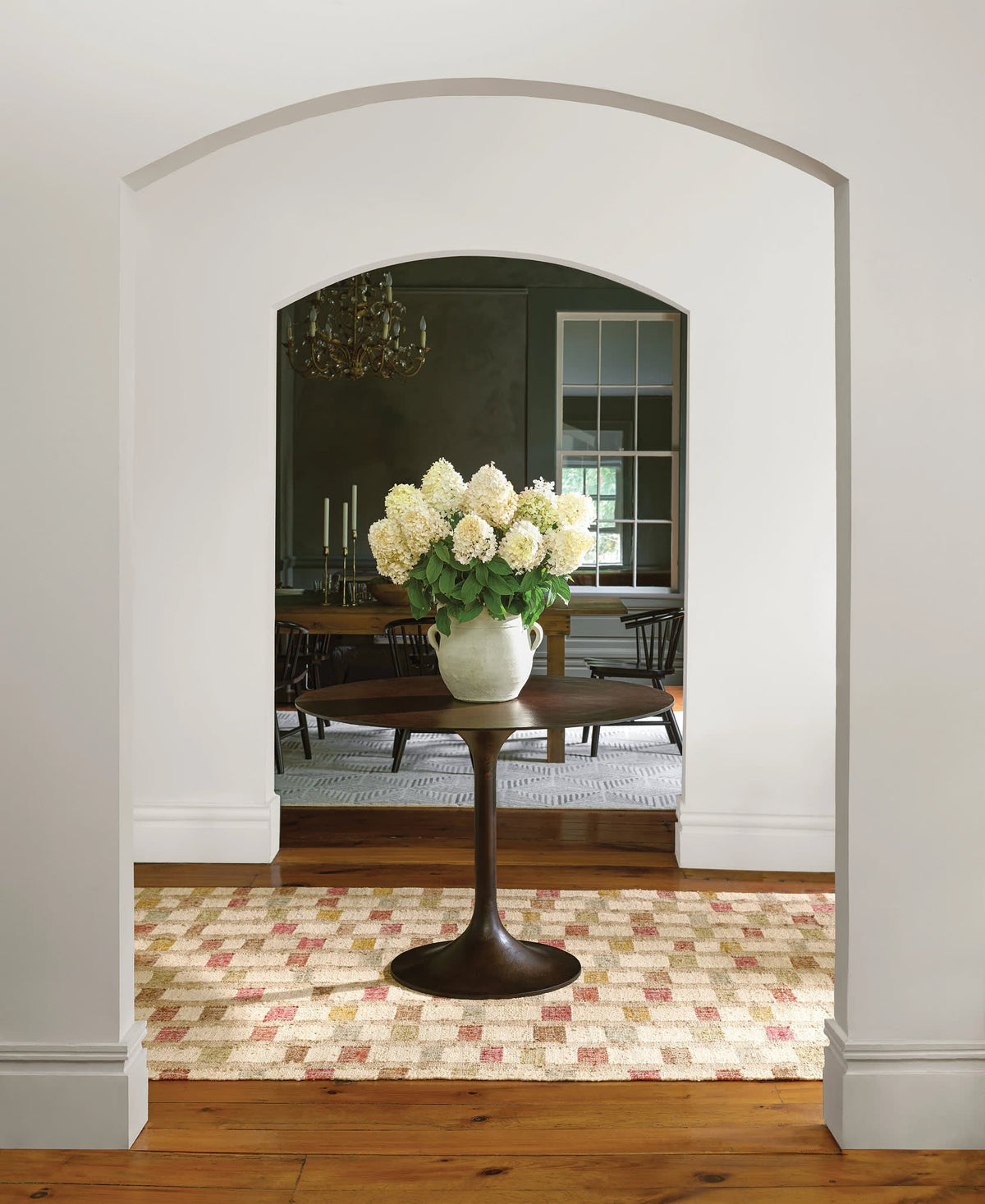Dash & Albert Mosaic Handwoven Jute Rug in Multicolour, hall setting