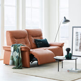 Stressless Mary Wood 2-Seater Sofa with 2 Power Seats, room setting, shown in Paloma Copper