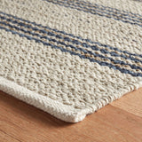 Dash & Albert Cielo Stripe Handwoven Cotton Rug in Navy, corner detail