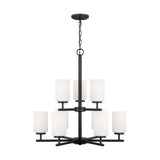 Oslo Nine Light Chandelier — Cased Opal Etched