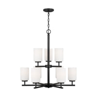 Oslo Nine Light Chandelier — Cased Opal Etched
