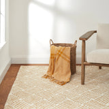 Dash & Albert Layers Hand Hooked Wool Rug in Ochre, room setting