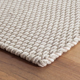 Dash & Albert Two-Tone Rope Handwoven Indoor/Outdoor Rug in Platinum / Ivory, corner detail