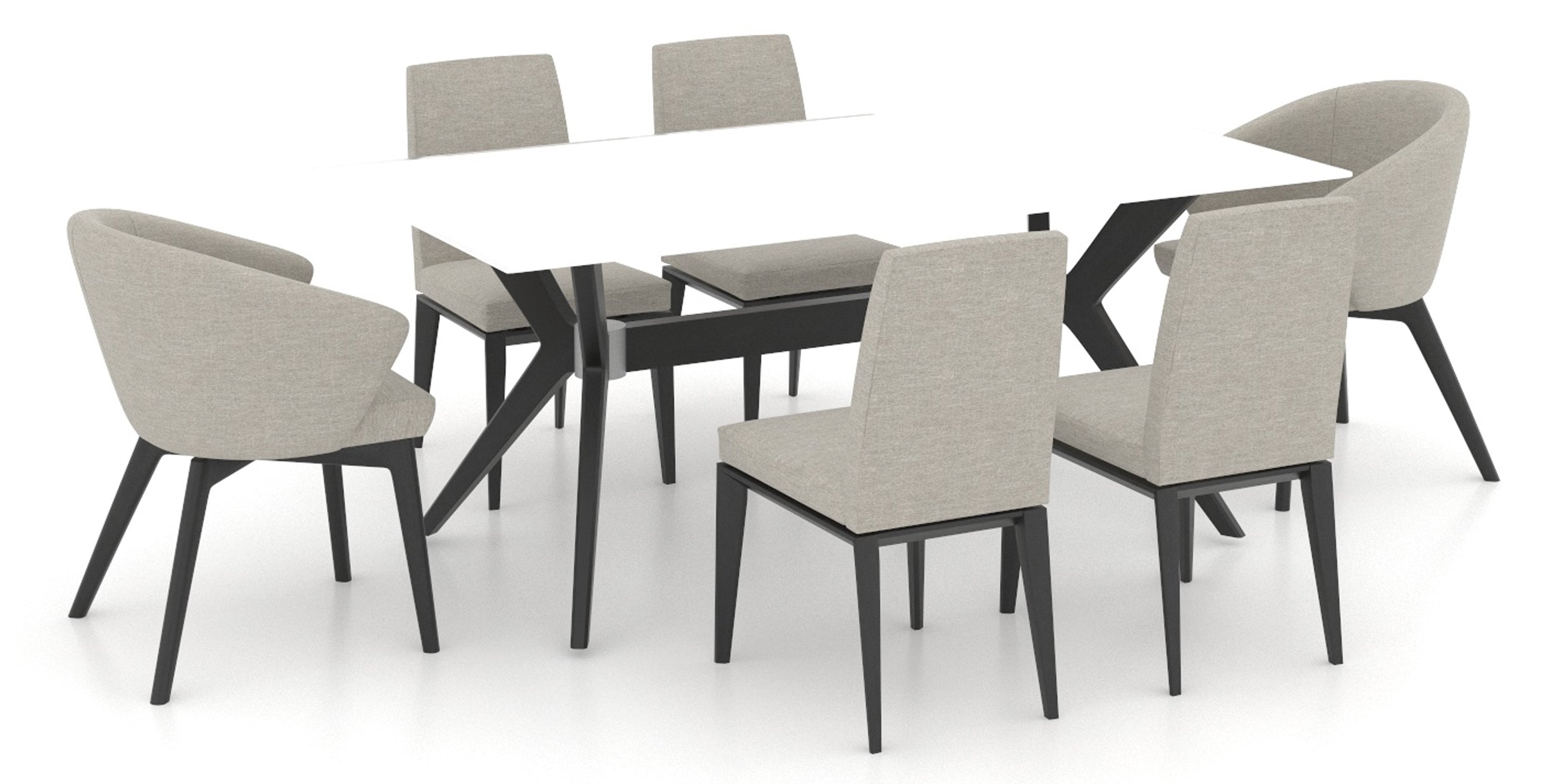 Peppercorn Washed Birch with Matte Finish and WH Snow Frosted Glass with TB Fabric | Canadel Downtown 4072 Dining Set | Valley Ridge Furniture
