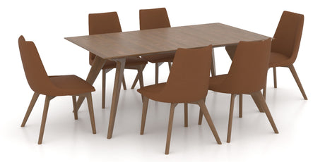 Oak Washed Birch with Matte Finish and YD Faux Leather | Canadel Downtown 4072 Dining Set with Leather Upholstered Dining Chairs | Valley Ridge Furniture