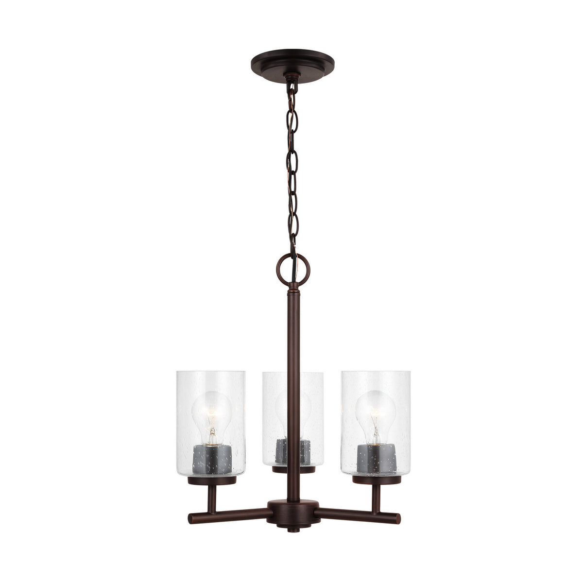 Oslo Three Light Chandelier — Clear Seeded
