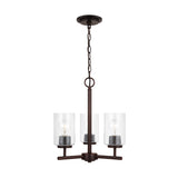 Oslo Three Light Chandelier — Clear Seeded