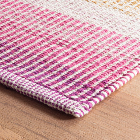 Dash & Albert Watercolor Horizon Handwoven Cotton Rug in Multi, corner detail