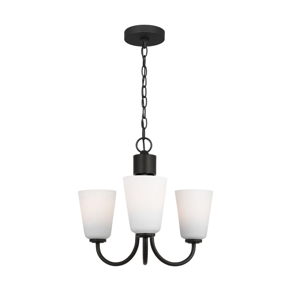 Miles Three Light Chandelier — Etched white