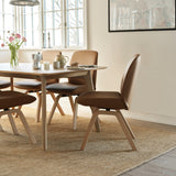 Stressless Bay Low Back Dining Chair with Vertical Legs (D100), room setting, shown in Batick New Caramel, D200 all-groups