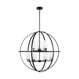 Alturas Nine Light Chandelier — Etched / White Inside