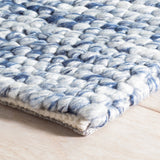 Dash & Albert Niels Handwoven Wool/Viscose Rug in Navy, corner detail