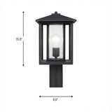 Hunnington 15" Post Lantern — Clear Seeded