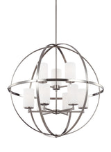Alturas Nine Light Chandelier — Etched / White Inside