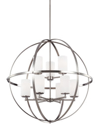 Alturas Nine Light Chandelier — Etched / White Inside