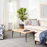 Dash & Albert Harris Hand Micro Hooked Wool Rug in Blue / Brown, living room setting