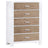 White Brushed Oak with Natural Oak | Rustico Moderno 5 Drawer Dresser | Valley Ridge Furniture