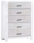 White Brushed Oak with White Bark Oak | Rustico Moderno 5 Drawer Dresser | Valley Ridge Furniture