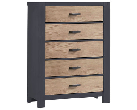 Graphite Oak with Natural Oak | Rustico Moderno 5 Drawer Dresser | Valley Ridge Furniture
