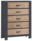 Graphite Oak with Natural Oak | Rustico Moderno 5 Drawer Dresser | Valley Ridge Furniture
