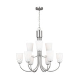 Miles Nine Light Chandelier — Etched white