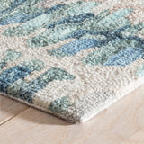 Dash & Albert Paint Chip Hand Micro Hooked Wool Rug in Blue, corner detail