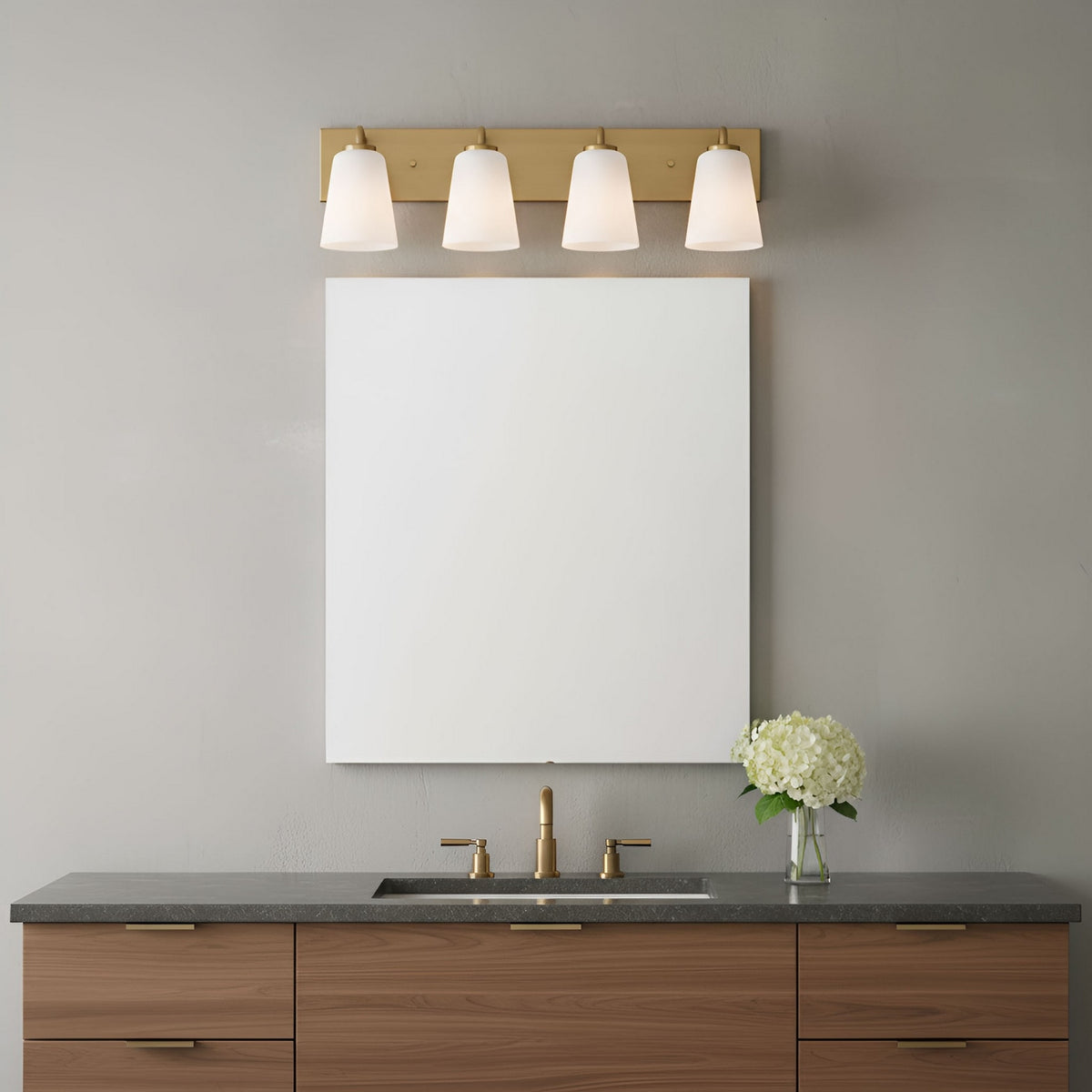 Miles Four Light Bath — Etched white glass