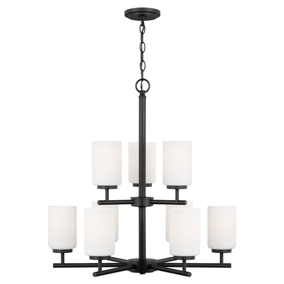 Oslo Nine Light Chandelier — Cased Opal Etched