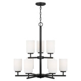 Oslo Nine Light Chandelier — Cased Opal Etched