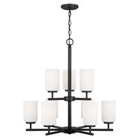 Oslo Nine Light Chandelier — Cased Opal Etched