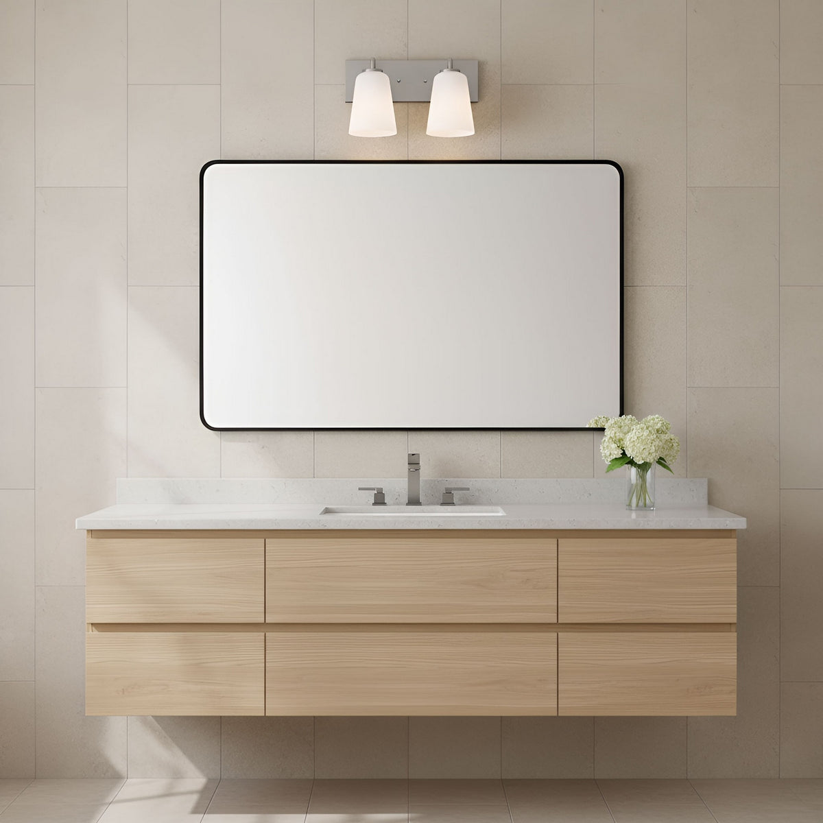 Miles Two Light Bath — Etched white glass