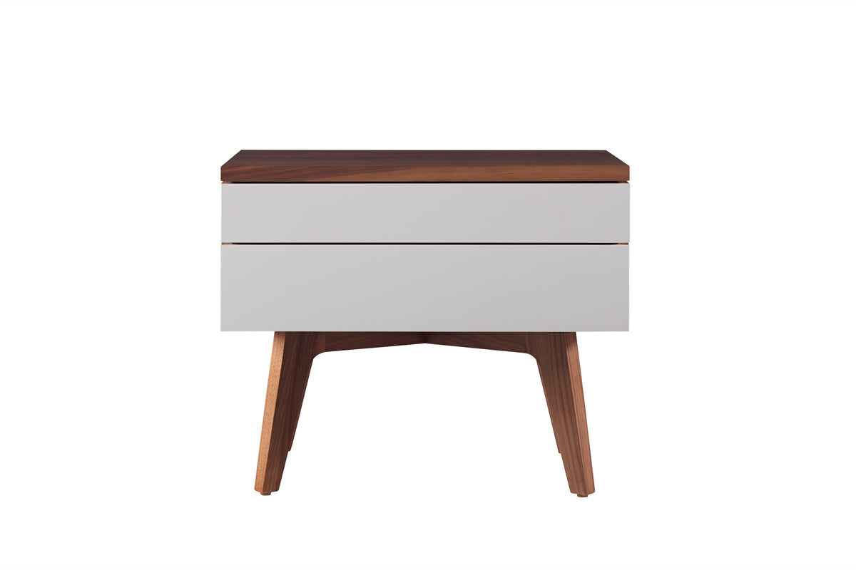 West Bros Serra Night Table in 79 Toast, on white, Mist lacquer fronts