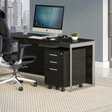 BDi Sequel 20 6107 Mobile File Cabinet in Charcoal Stained Ash, under an L-shaped desk, in an office