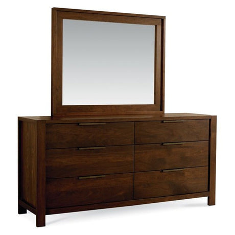 West Bros Phase Dresser in 80 Walnut, on white, with the mirror