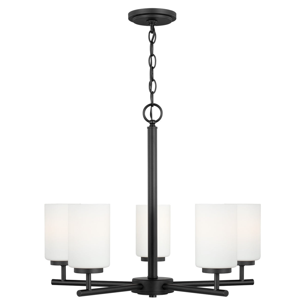 Oslo Five Light Chandelier — Cased Opal Etched