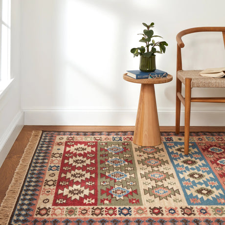 Dash & Albert Balsam Kilim Handwoven Wool Rug in Multi, room setting