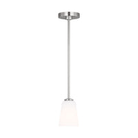 Miles One Light Pendant — Etched white glass