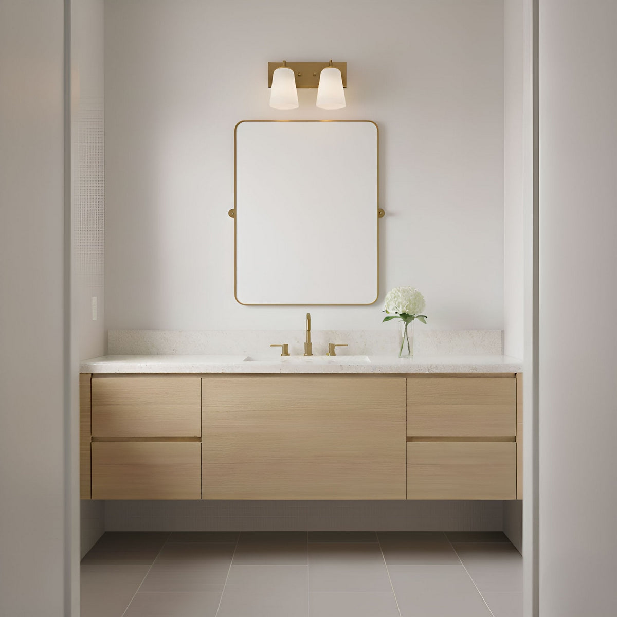 Miles Two Light Bath — Etched white glass