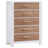 White Brushed Oak with Natural Oak | Rustico 5 Drawer Dresser | Valley Ridge Furniture